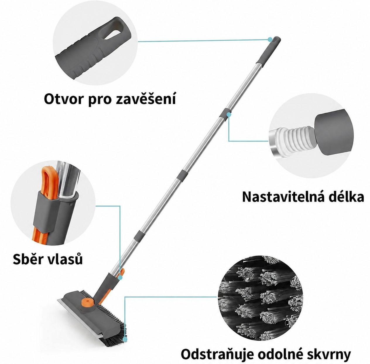 Slipax™ - 3v1 kartáč na podlahy s dlouhou rukojetí